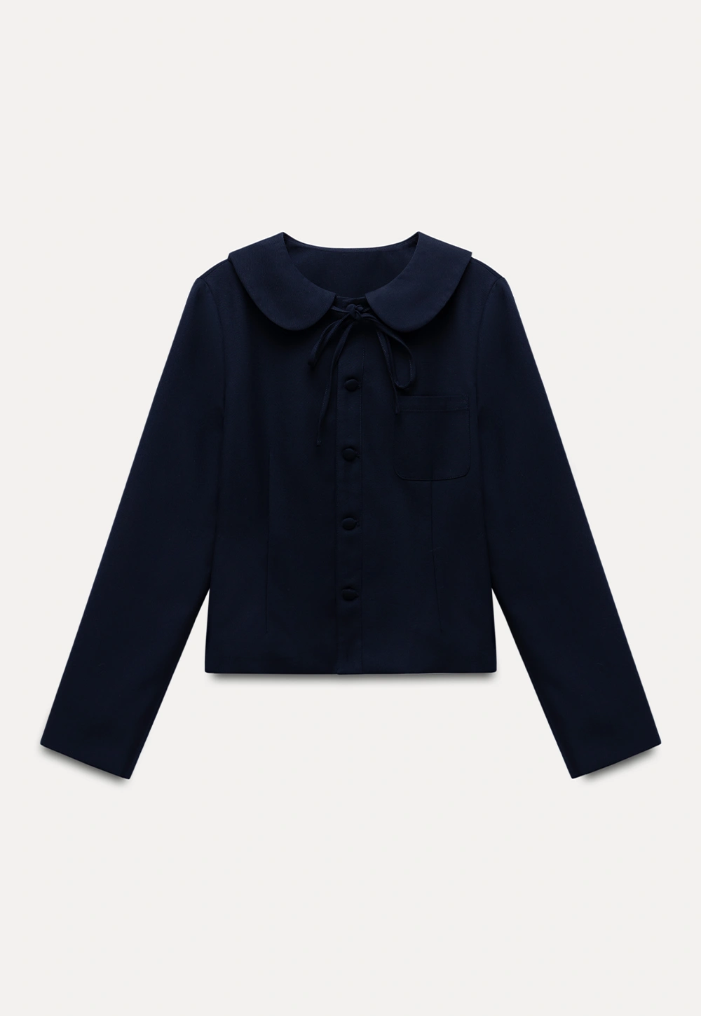 Womens Peter Pan Collar Jacket and Ruffle Hem Skirt Set