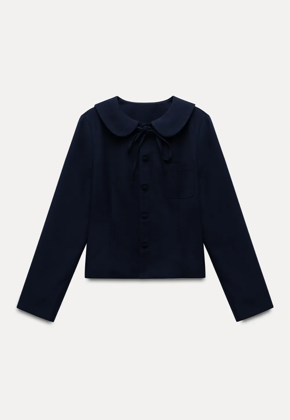 Womens Peter Pan Collar Jacket and Ruffle Hem Skirt Set