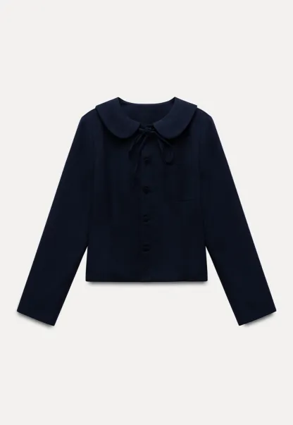 Womens Peter Pan Collar Jacket and Ruffle Hem Skirt Set