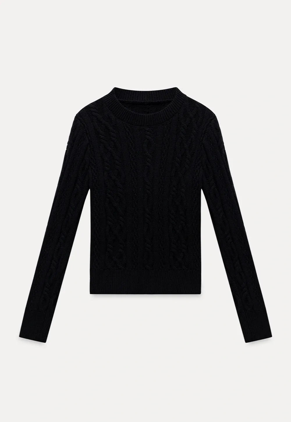 Classic Round Neck Cable Knit Slim Sweater