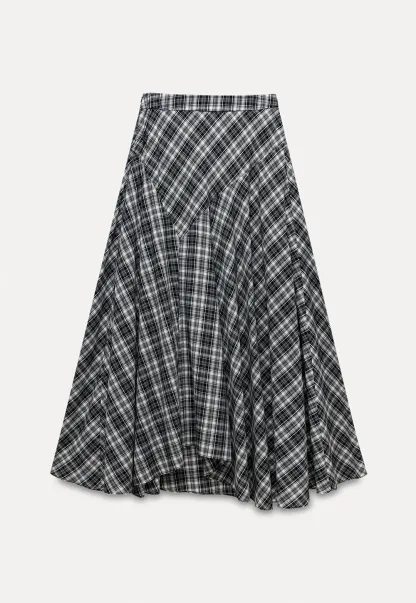 High Waist Tartan Flared Skirt Vintage Style