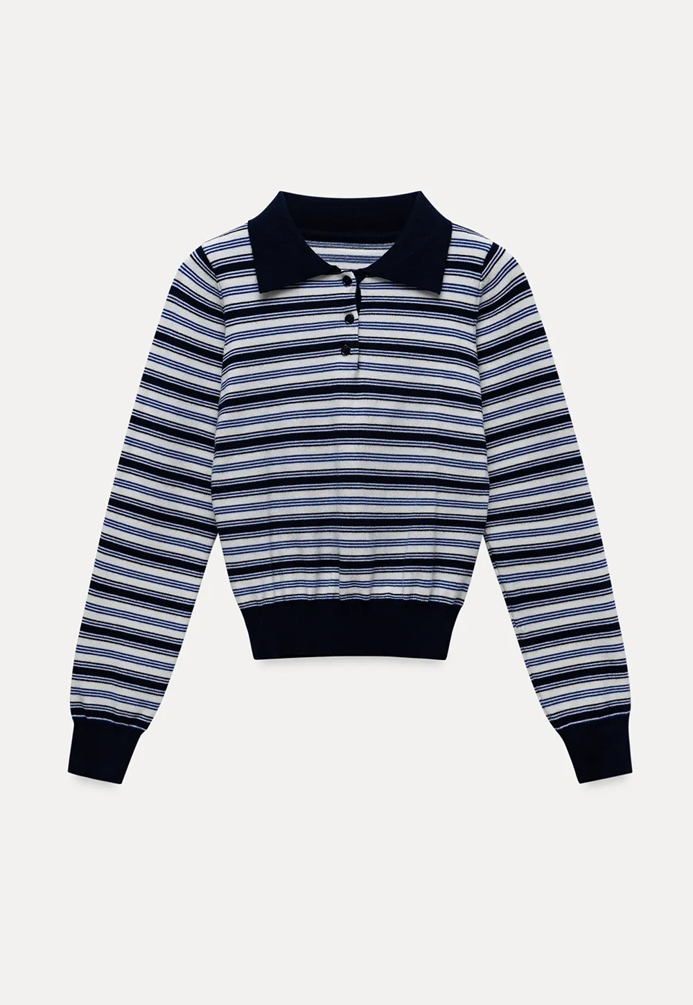 Womens Striped Knit Polo Sweater Long Sleeve
