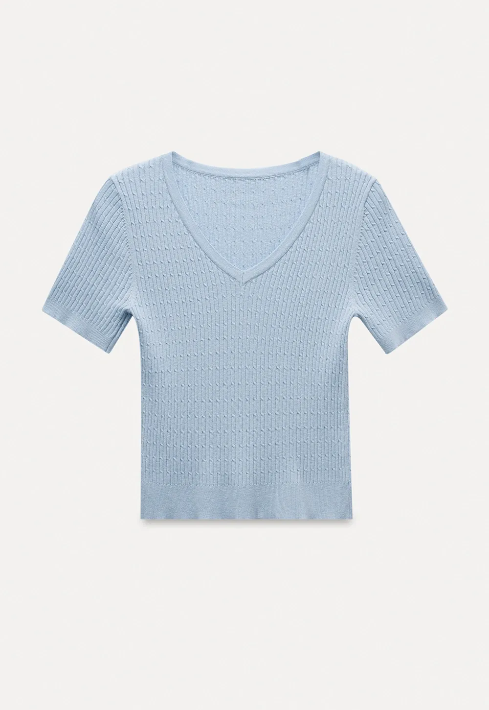 V-Neck Ribbed Knit Top