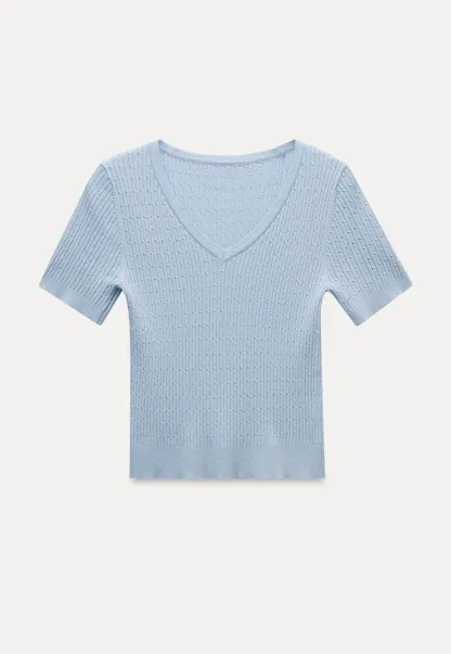 V-Neck Ribbed Knit Top