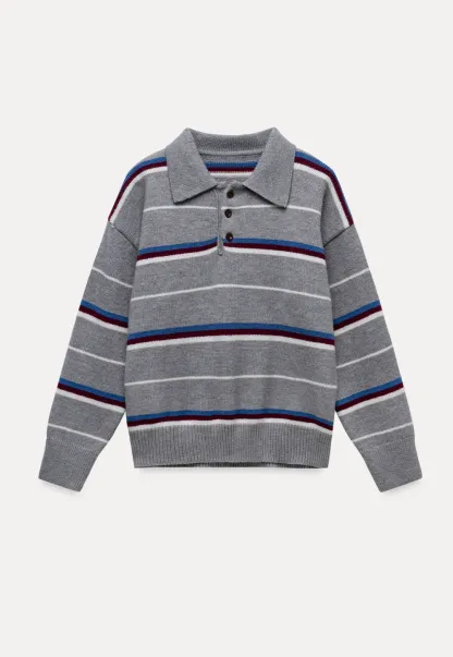 Striped Polo Knit Sweater