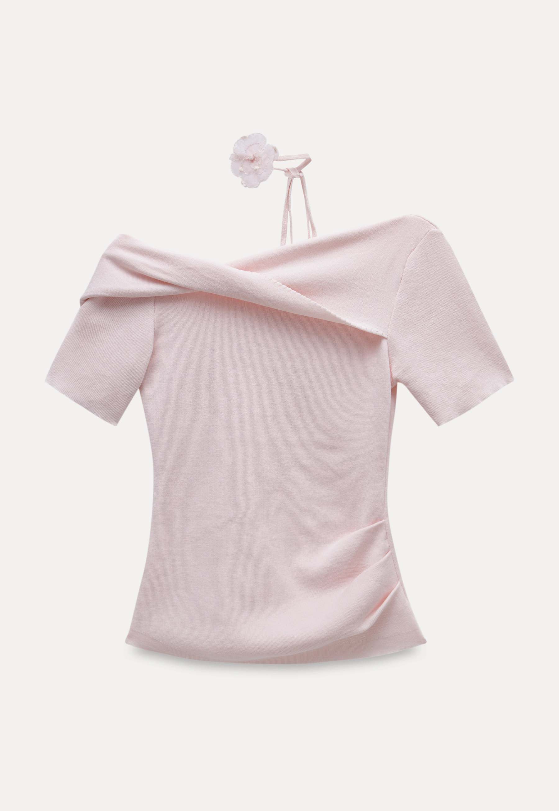Women's Off-Shoulder Top with Flower Strap