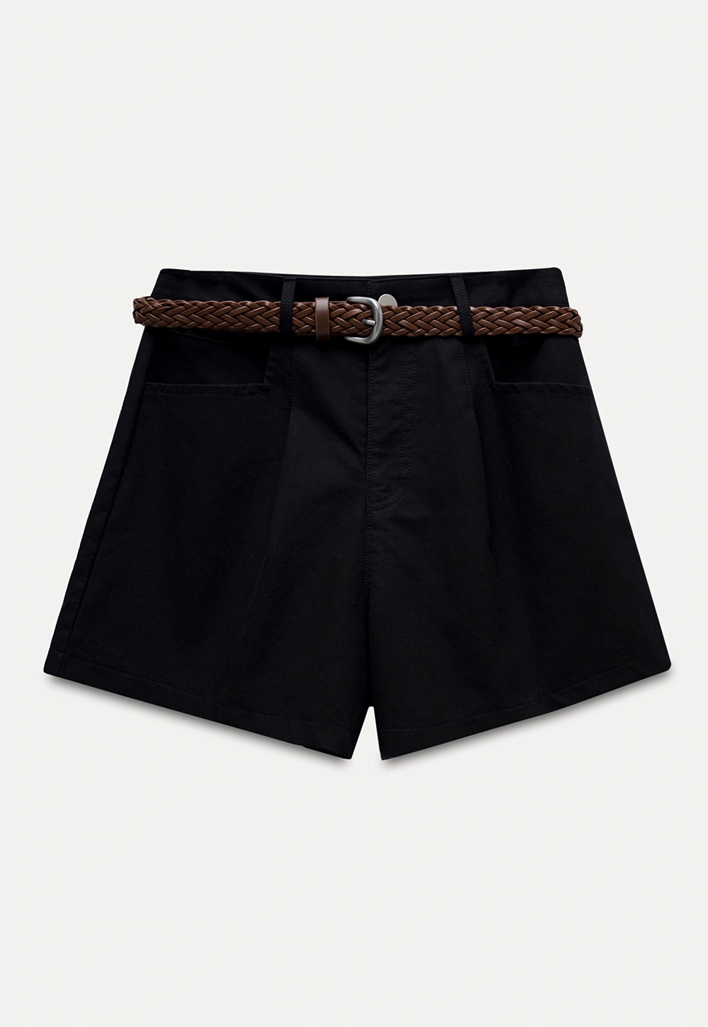High Waist Shorts with Woven Belt