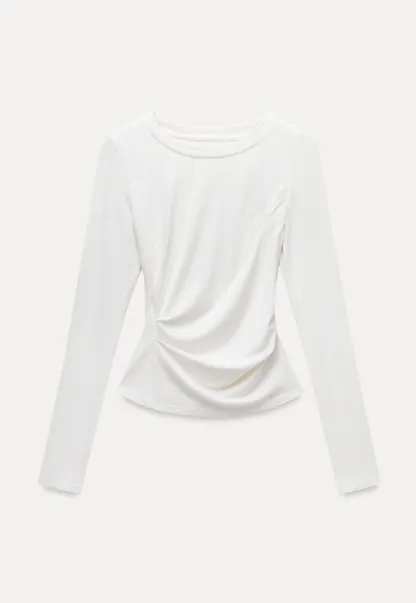 Womens Slim Fit White Long Sleeve Top