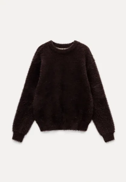 Womens Fluffy Long Sleeve Sweater