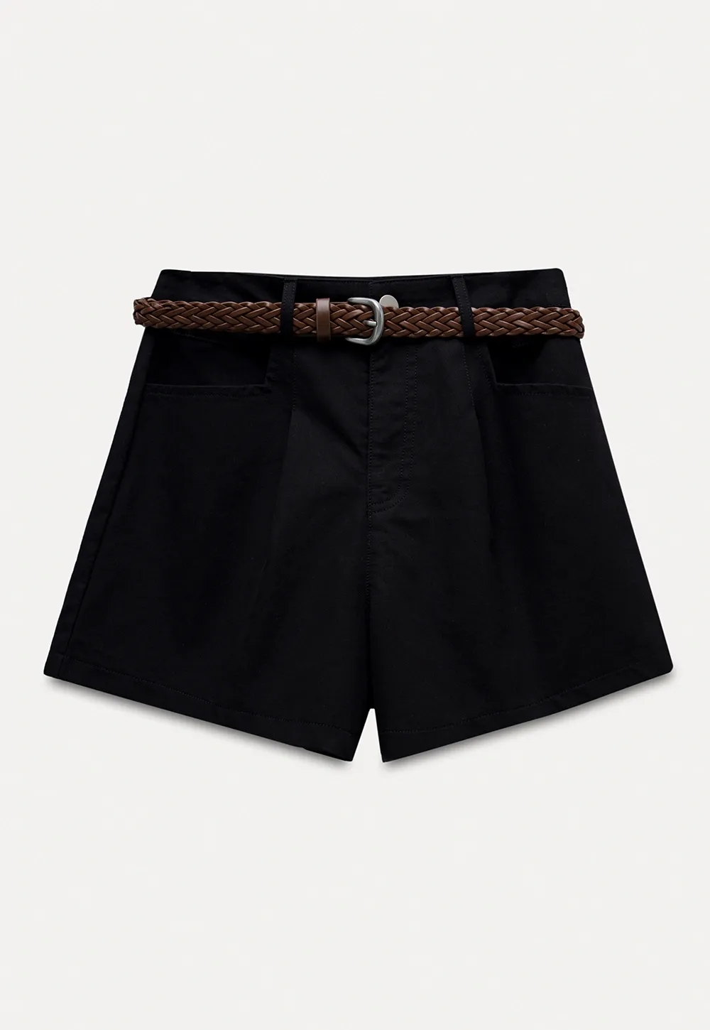 High Waist Shorts with Woven Belt