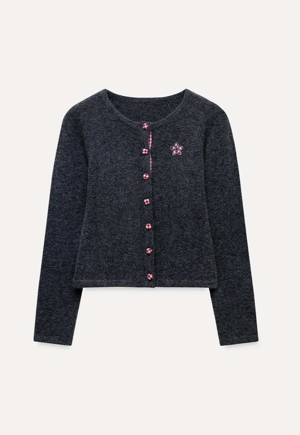 Cozy Knit Button Down Cardigan with Floral Detail