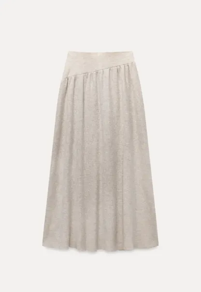 Draped Neck Top and Maxi Skirt Set