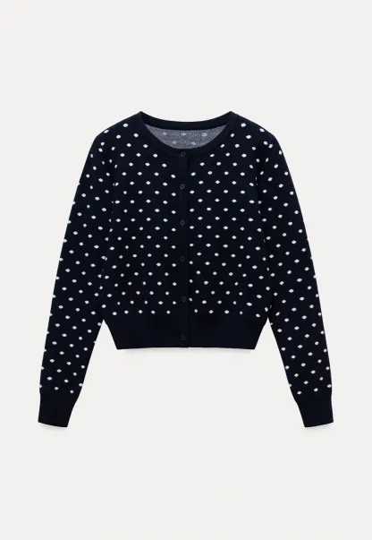 Vintage-Inspired Polka Dot Knit Cardigan