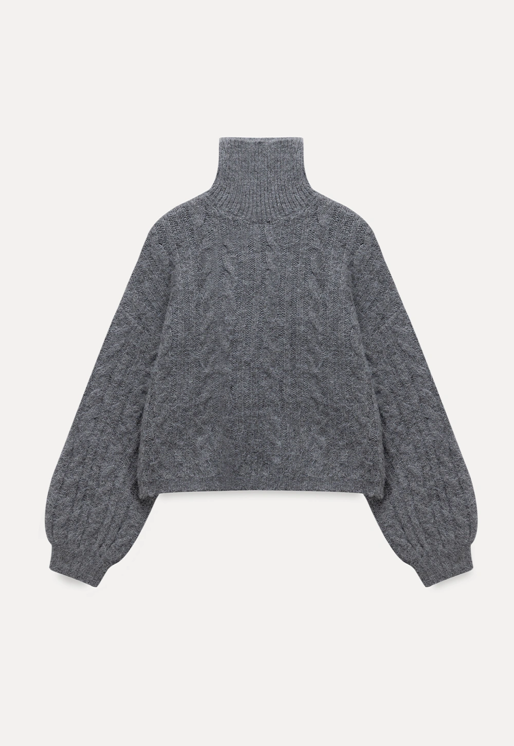 Womens High Neck Cable Knit Sweater