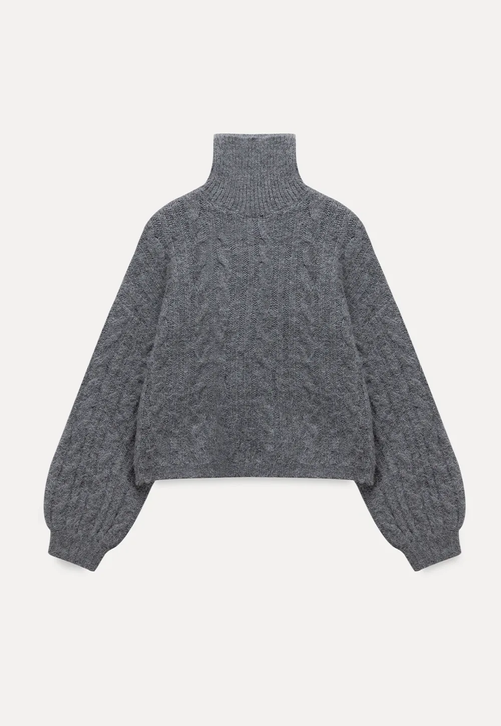 Womens High Neck Cable Knit Sweater