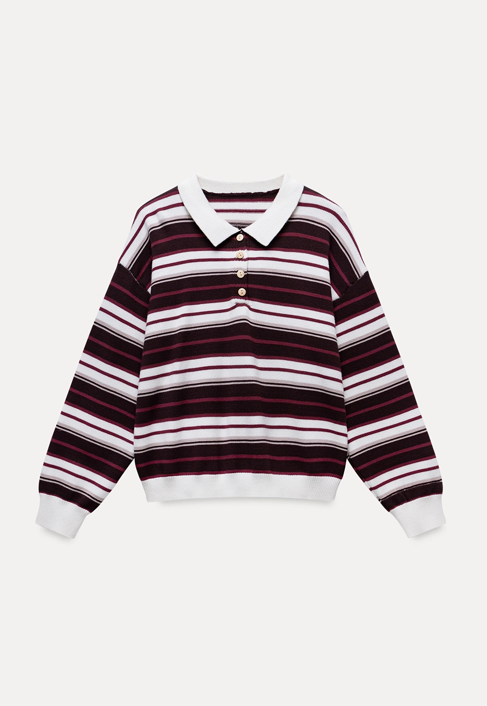 Womens Striped Polo Sweater