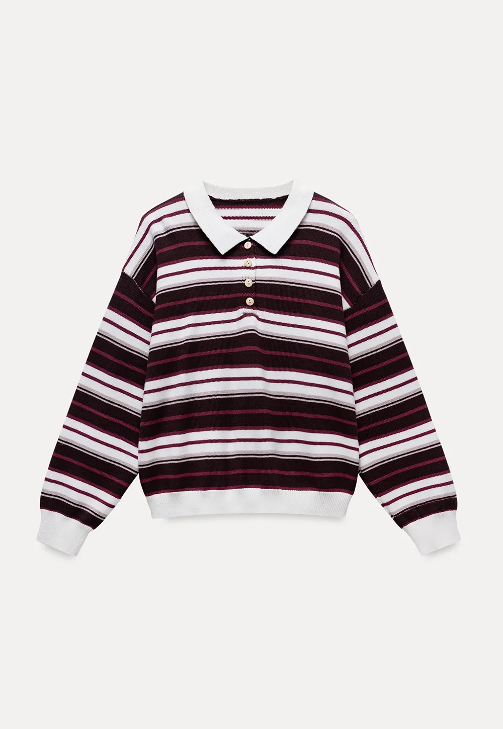 Womens Striped Polo Sweater