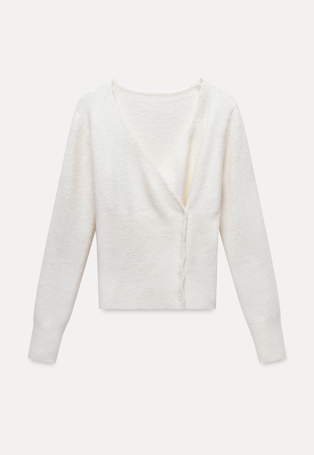 Womens White V-Neck Cardigan