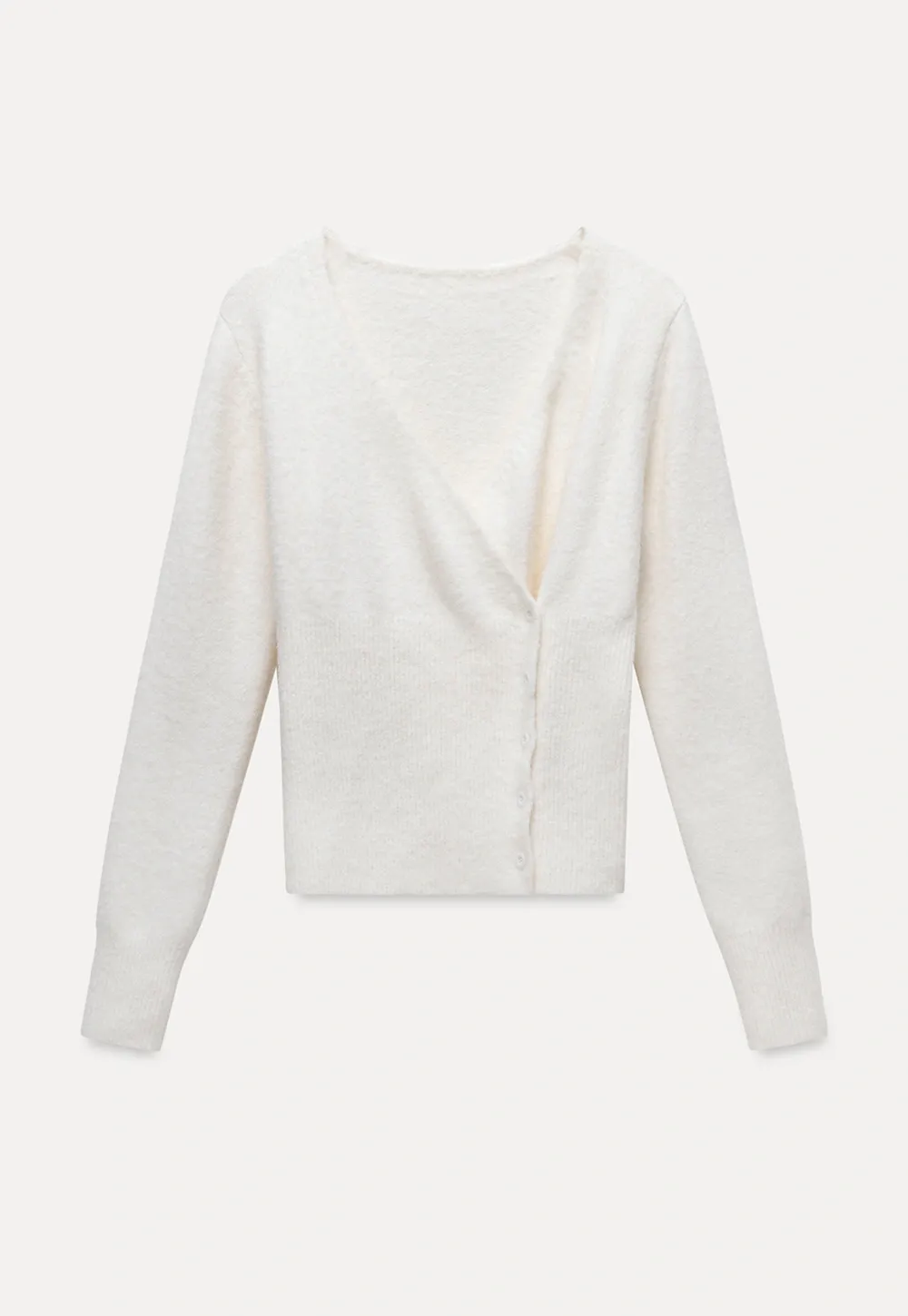 Womens White V-Neck Cardigan