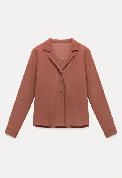 Womens Classic Lapel Collar Long Sleeve Blouse