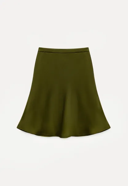 Elegant Satin Midi Skirt