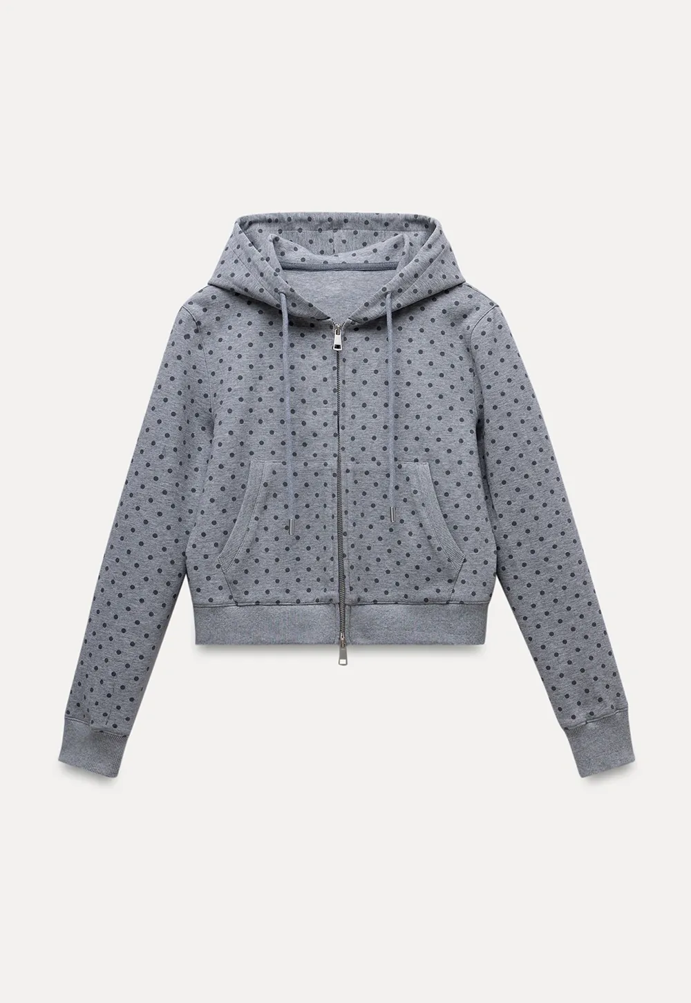 Womens Casual Polka Dot Zip-Up Hoodie