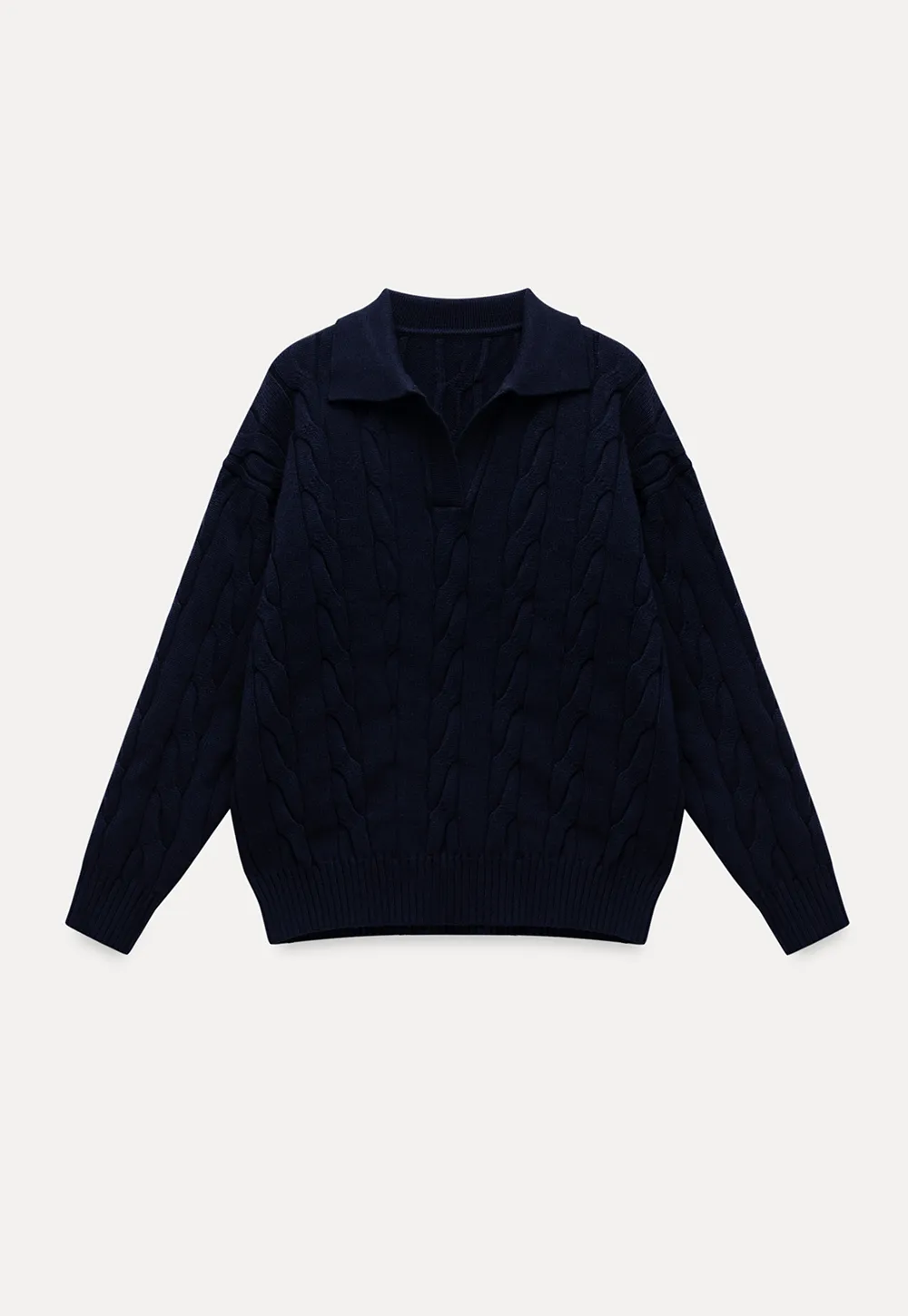 Cable Knit Polo Sweater