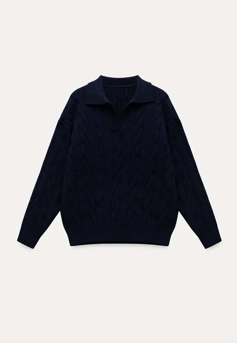 Cable Knit Polo Sweater