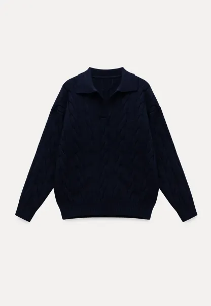 Cable Knit Polo Sweater