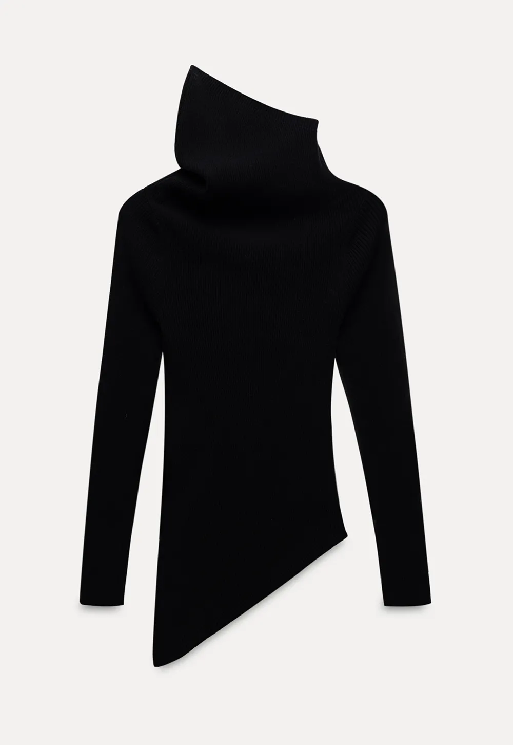 Asymmetric Turtleneck Knit Top
