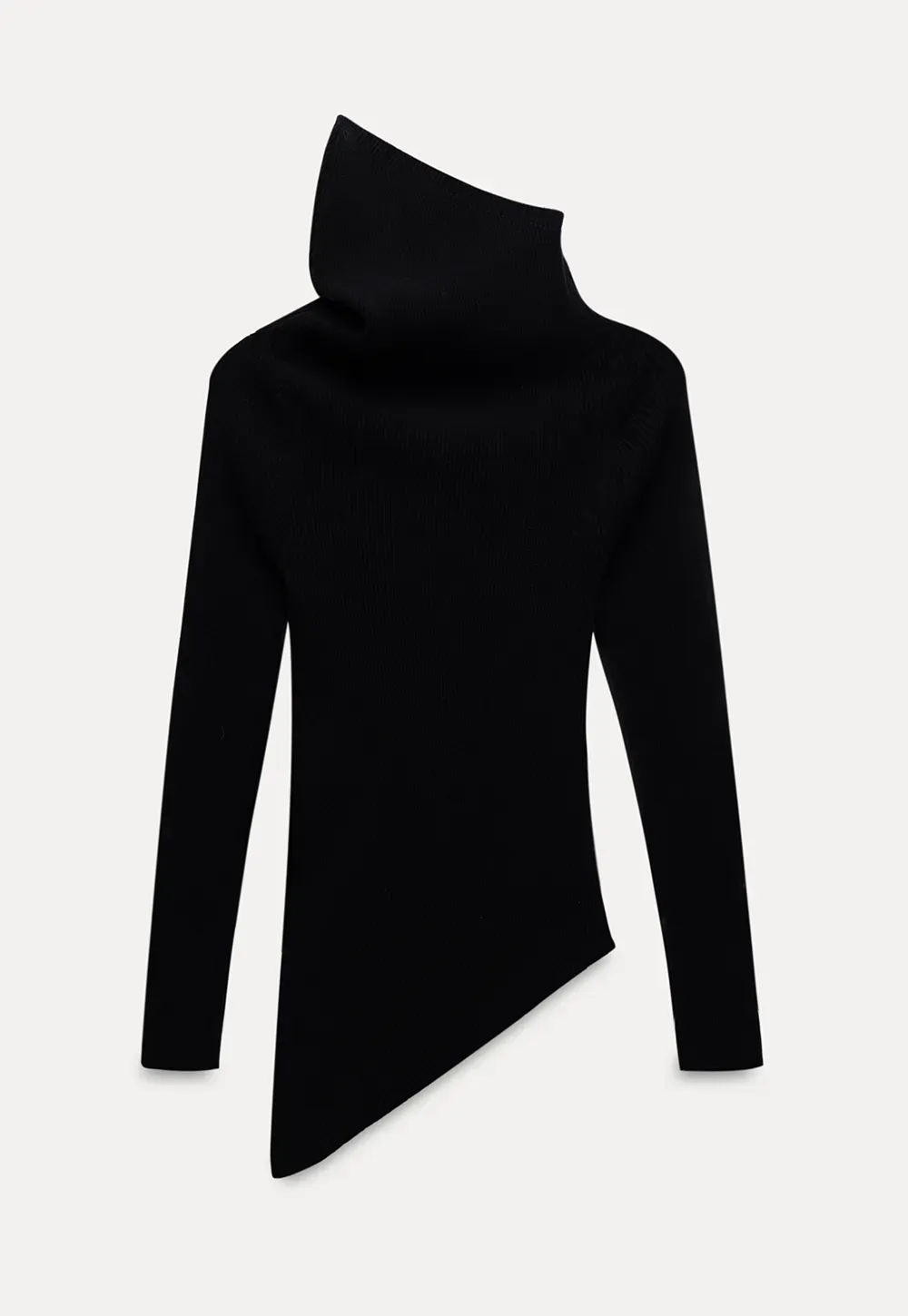Asymmetric Turtleneck Knit Top