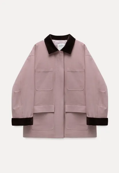 Contrast Collar Pocket Jacket
