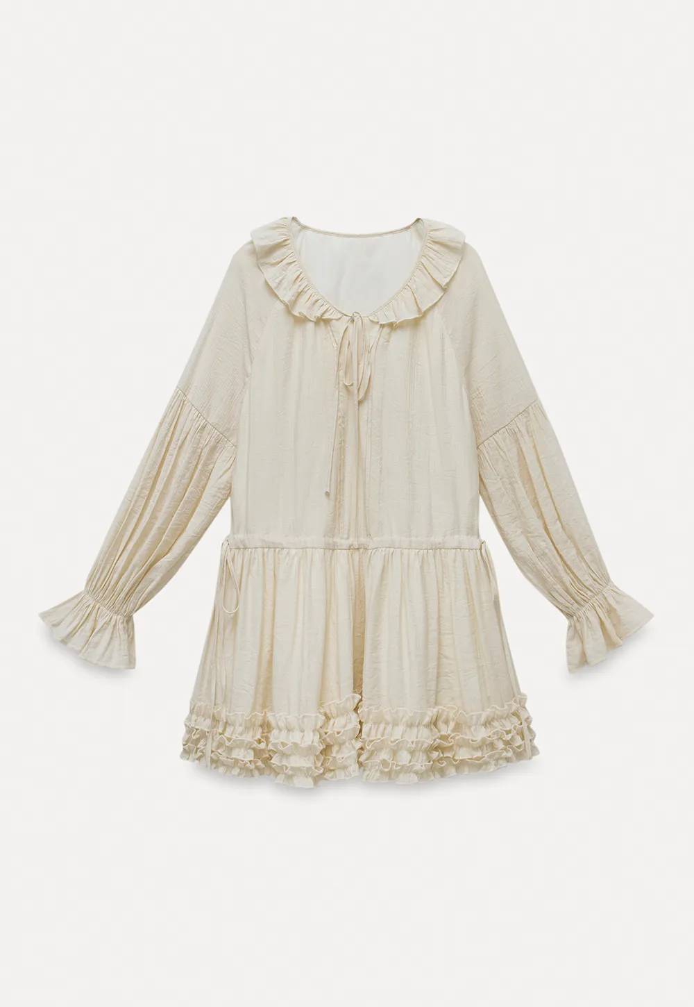 Ruffled Long Sleeve Mini Dress