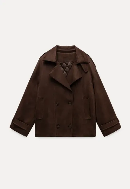 Double Breasted Suede Coat