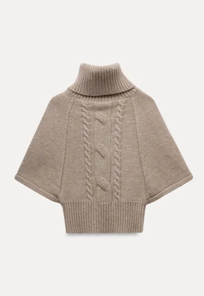 Elegant Cable Knit Turtleneck Wrap