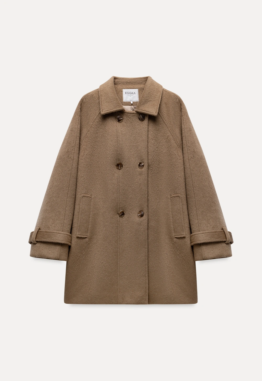 Elegant Double-Breasted Trench Style Wool Coat