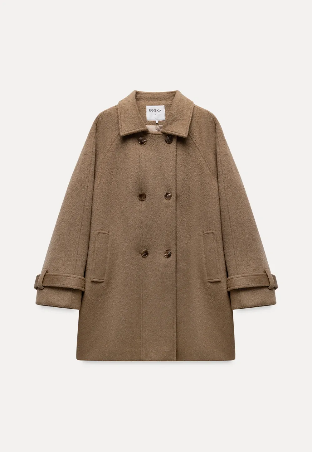 Elegant Double-Breasted Trench Style Wool Coat