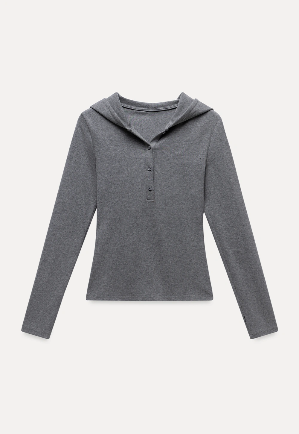 Long Sleeve Hoodie Top with Button Front