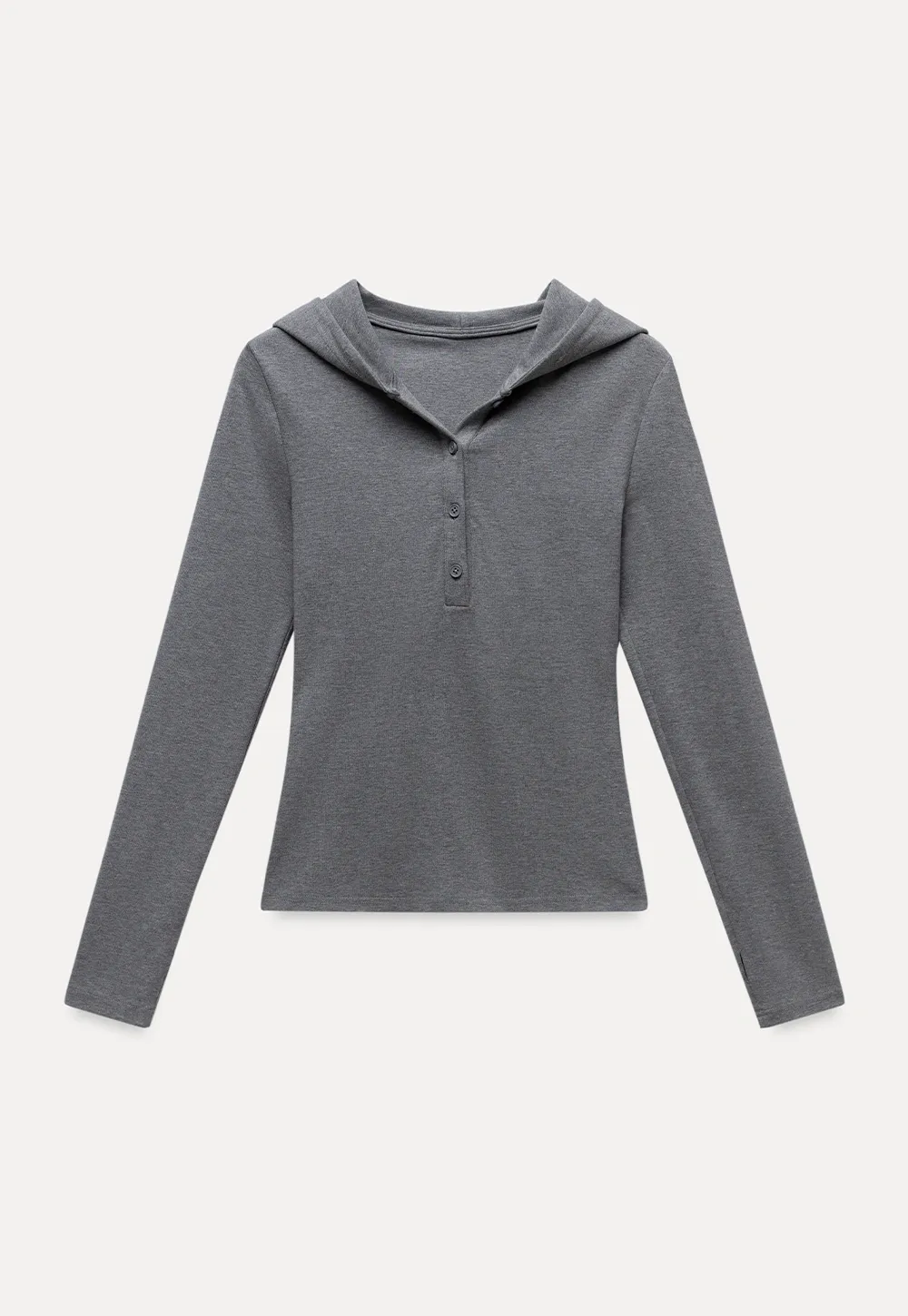 Long Sleeve Hoodie Top with Button Front