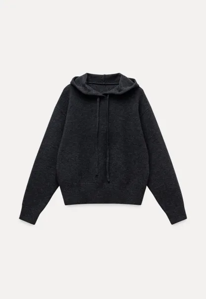 Women Basic Knit Hoodie Long Sleeve Pullover Sweater