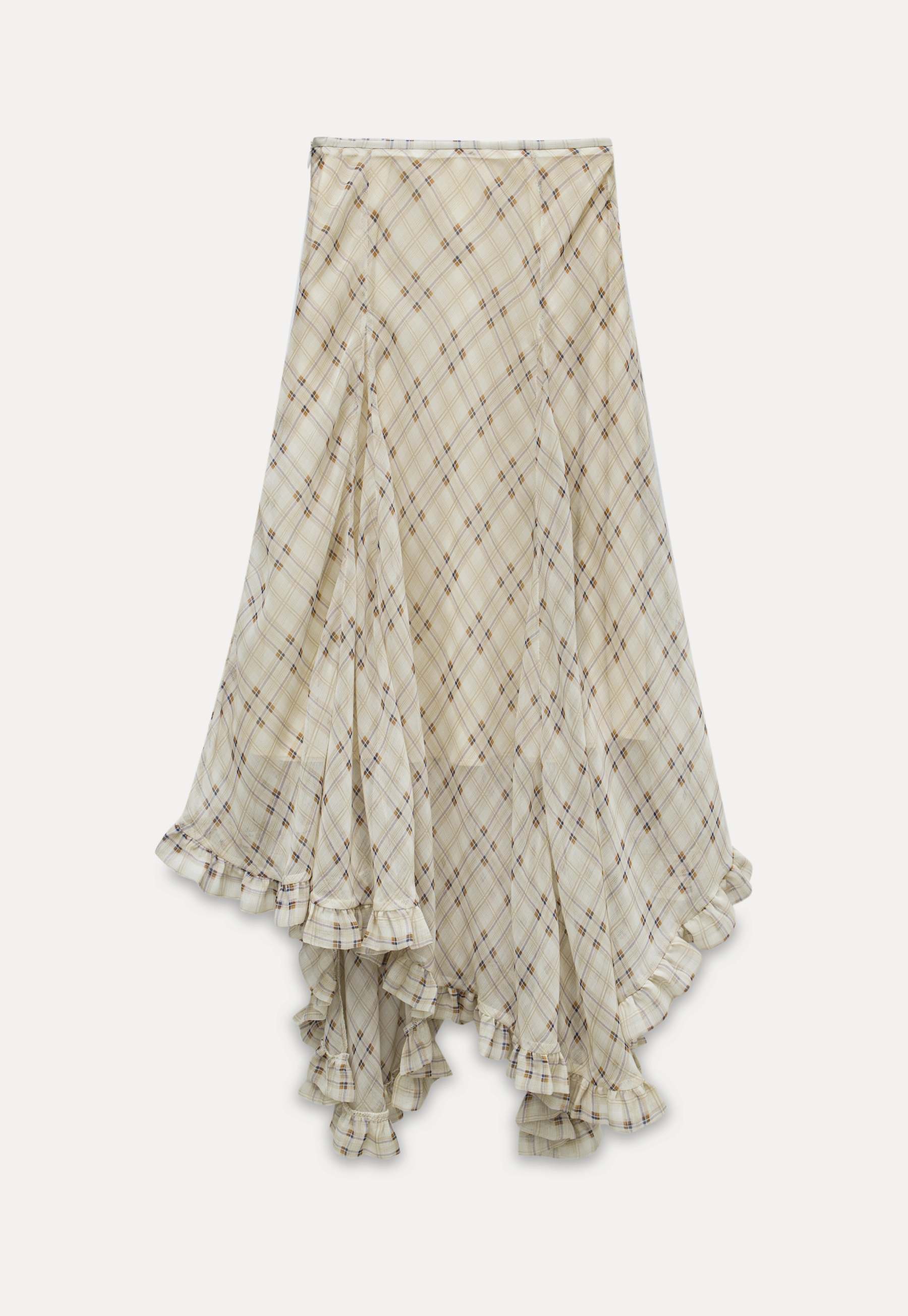 Women's Ruffled Asymmetric Midi Skirt