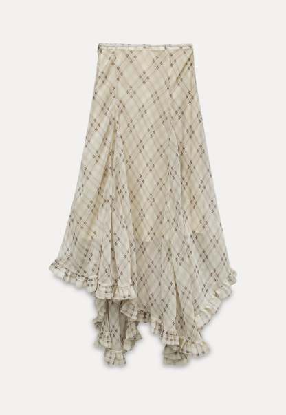 Women's Ruffled Asymmetric Midi Skirt