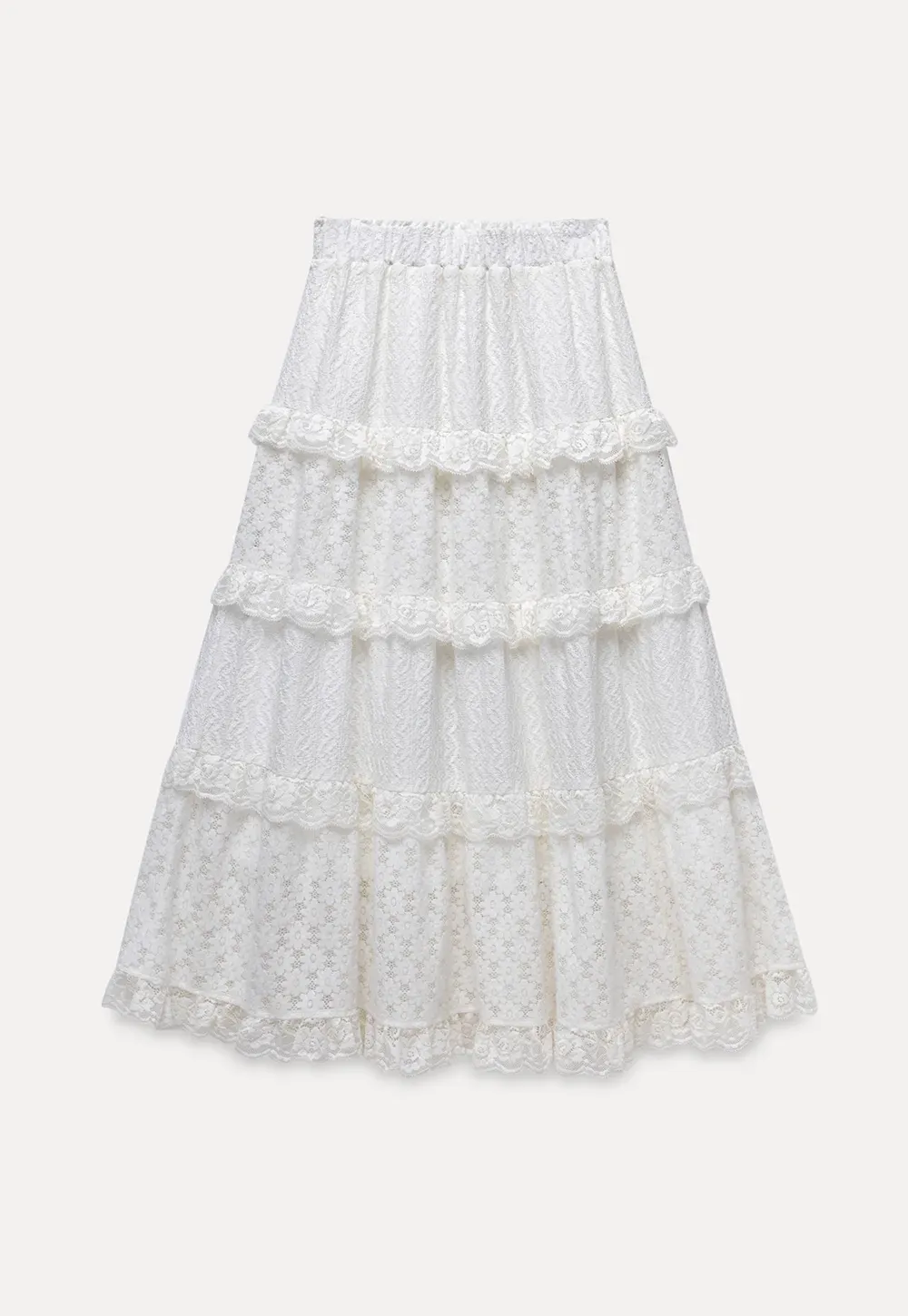 Tiered Lace Midi Skirt
