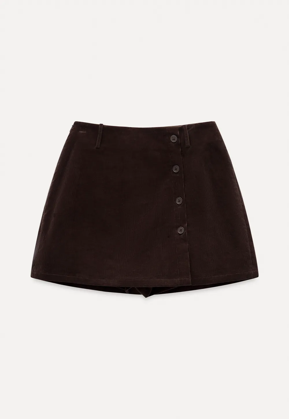 Corduroy Button Front Mini Skirt
