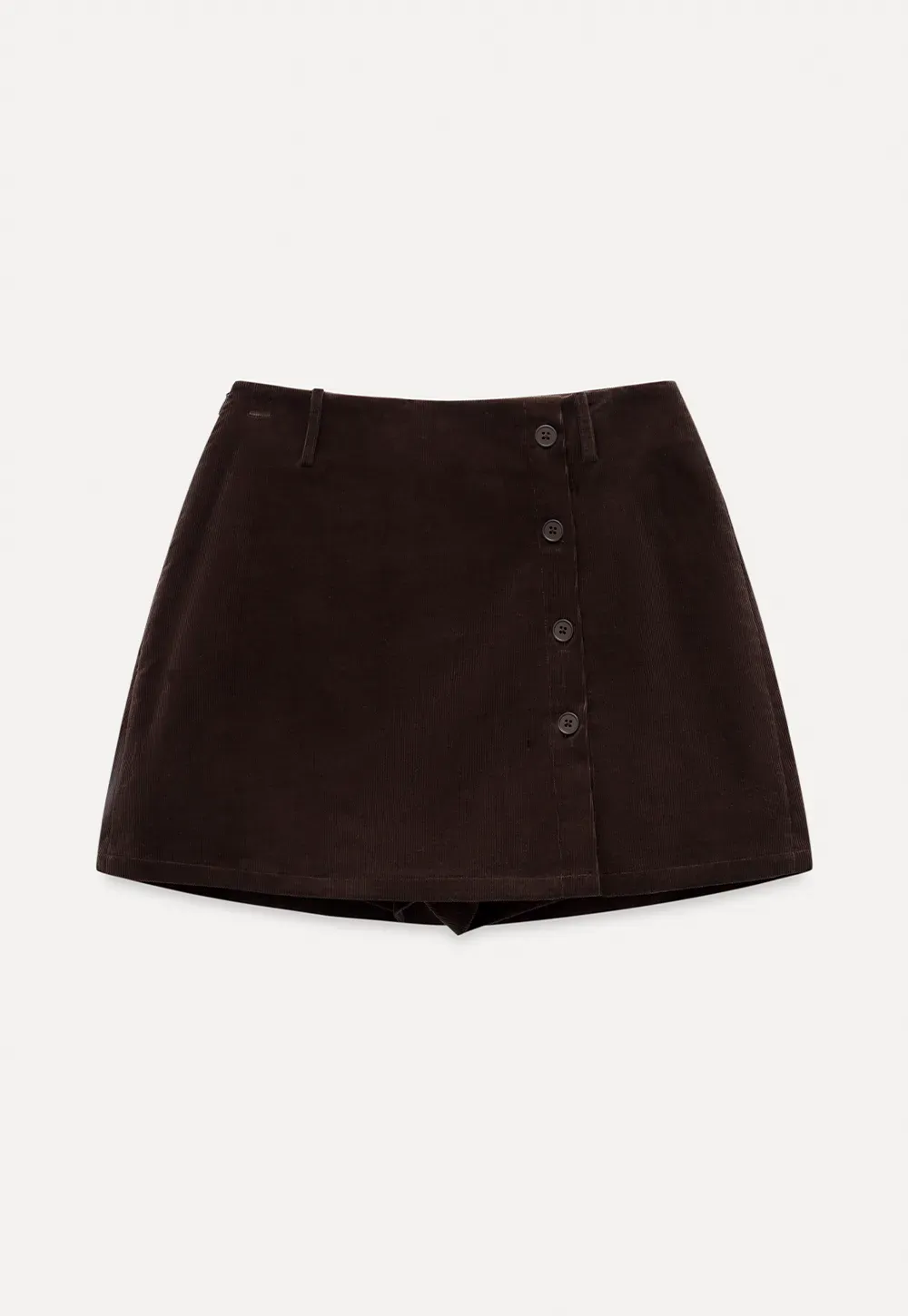 Corduroy Button Front Mini Skirt