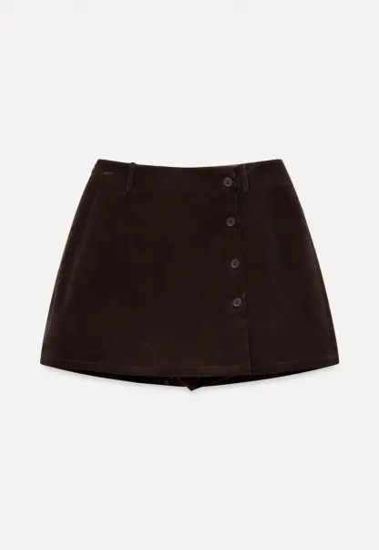 Corduroy Button Front Mini Skirt