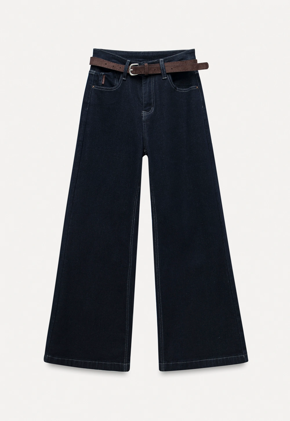 Womens High Waist Wide Leg Jeans with Belt