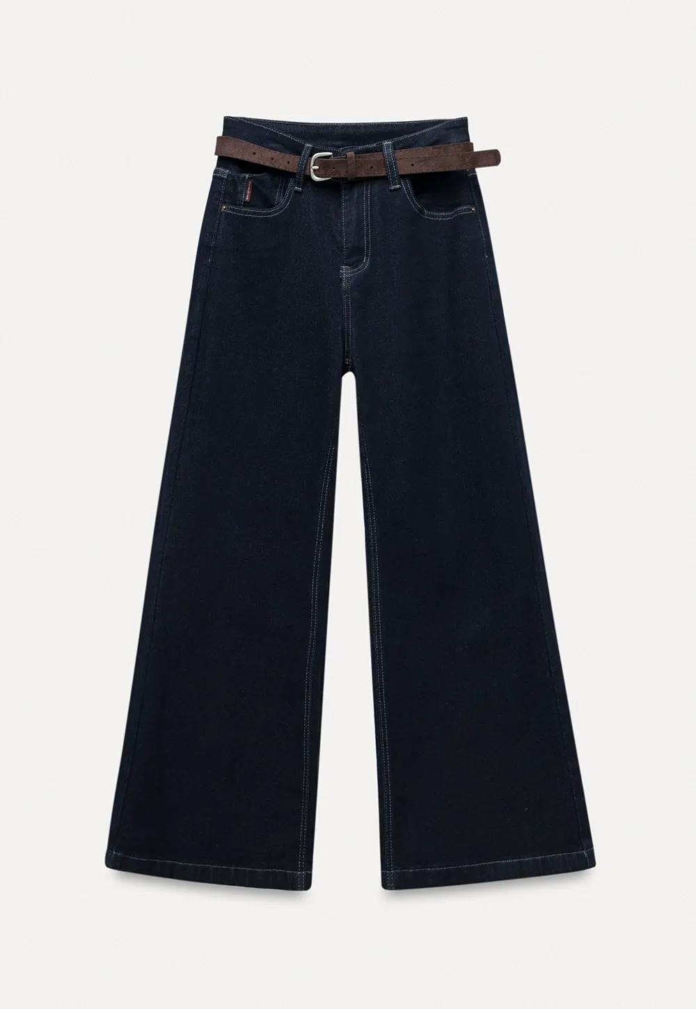 Womens High Waist Wide Leg Jeans with Belt