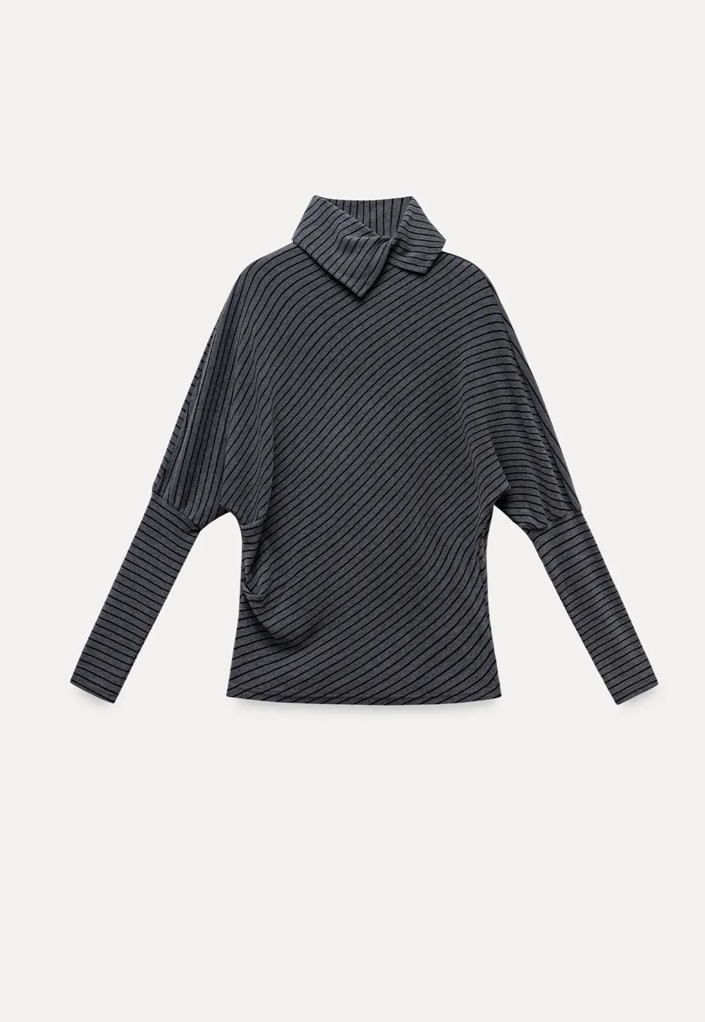 Striped High Neck Relaxed Fit Top