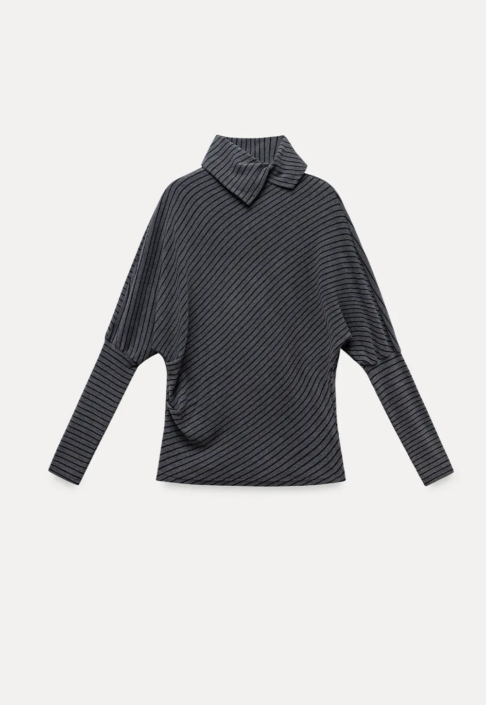 Striped High Neck Relaxed Fit Top